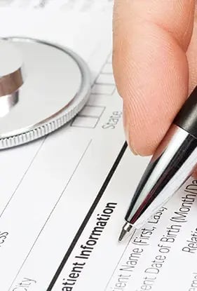 Medical form with stethoscope